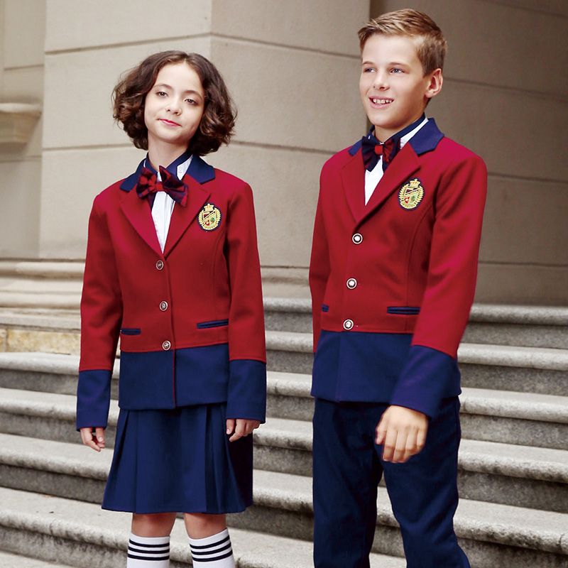 OEM Design Children School Clothing Navy Blue School Uniform Boy's Blazer Jacket School Uniforms
