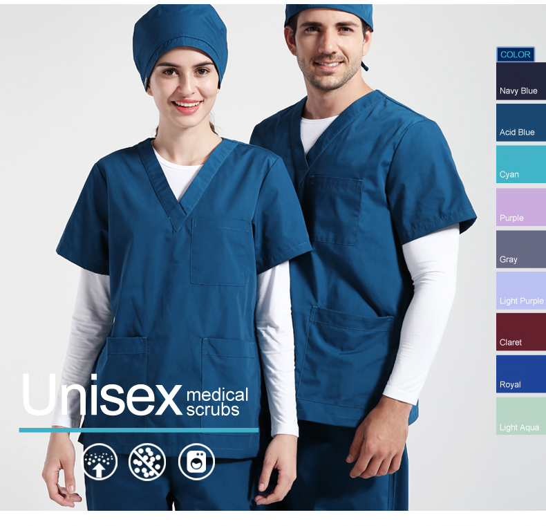 V-neck Workwear Scrubs Uniforms Top And Pants Unisex Medical Uniforms Nursing