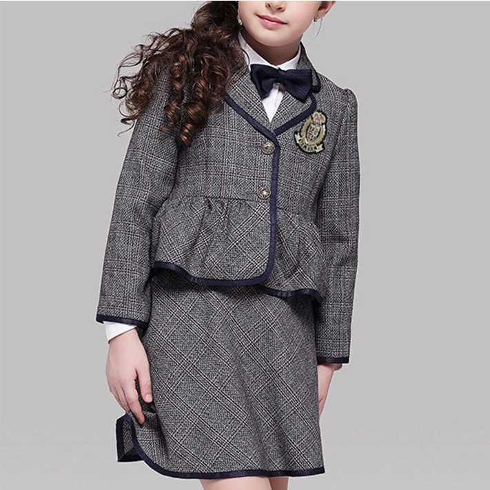Custom Unique Design International Middle Girls School Uniform Blazer Skirt Suit