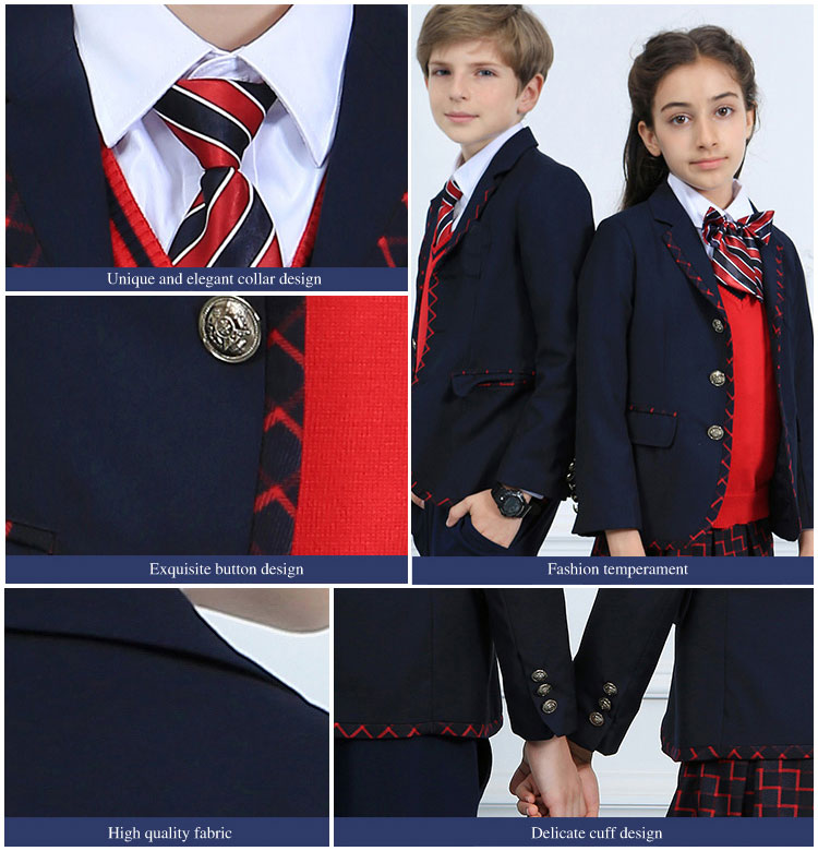 Custom Comfortable Spring Black School Uniform Shirt Set for Primary And Middle School