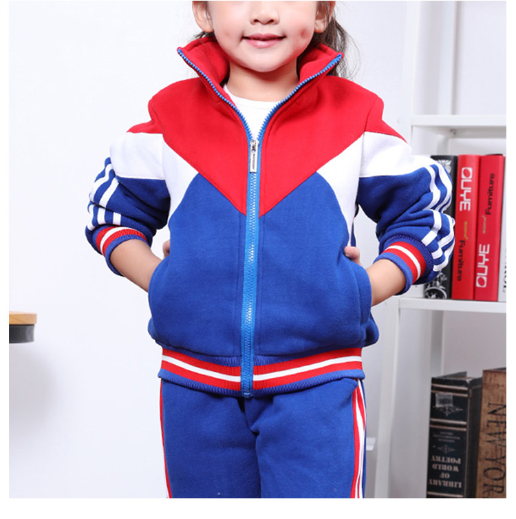Custom Design Color Combination Fashion Student Training Suit Long Sleeve Stand Collar Coat And Pants