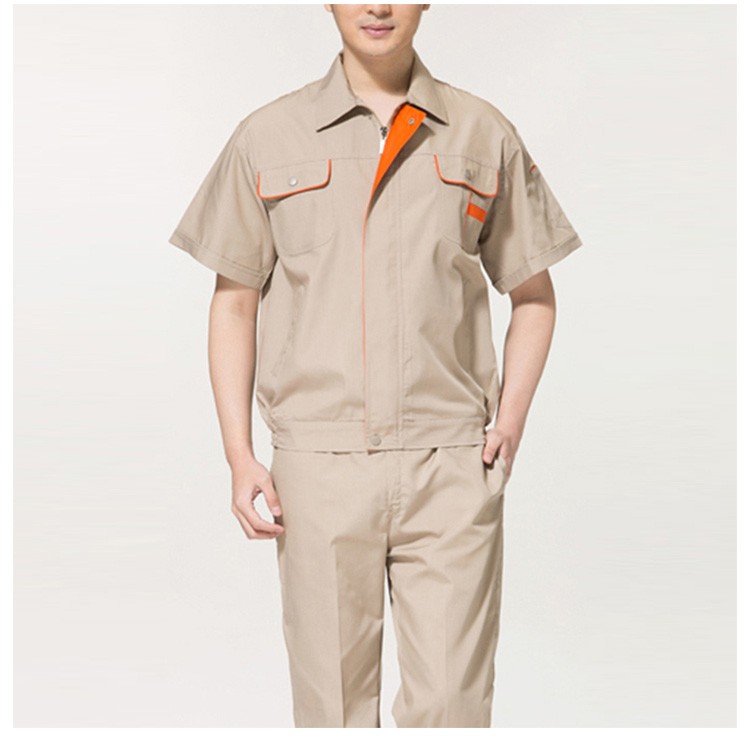 Custom Short Sleeves Worker Zipper Useful Uniform Suit with Pocket
