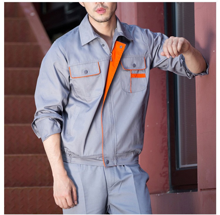 Custom Design Cloth Factory Worker Solid Color Zipper Front Long Sleeve Uniform Coat And Pants