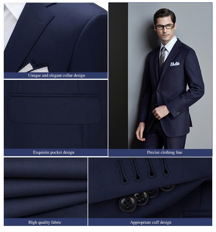 Custom Design Woven Business Office Single Breasted V-neck Suits for Men