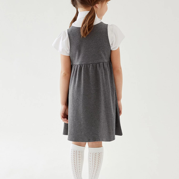 Custom Sleeveless A-Line Dress Girls 2 Pieces Jumper Skirt Children School Uniform Design