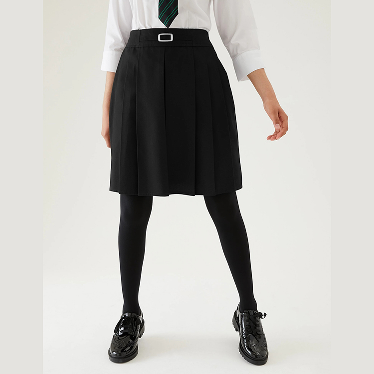 Custom Dim Grey Elastic Waist Girls Straight Skirt Middle School Uniform Skirt