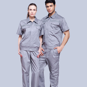 Summer Comfortable Factory Short Sleeve Zipper Front Worker Working Uniform with Pocket