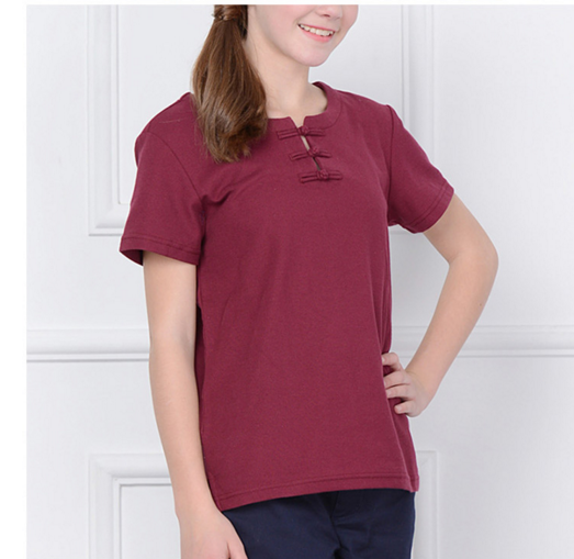 OEM Service Daily Clothing Young Girl Red Short Sleeve T-shirt Polo for Kids School