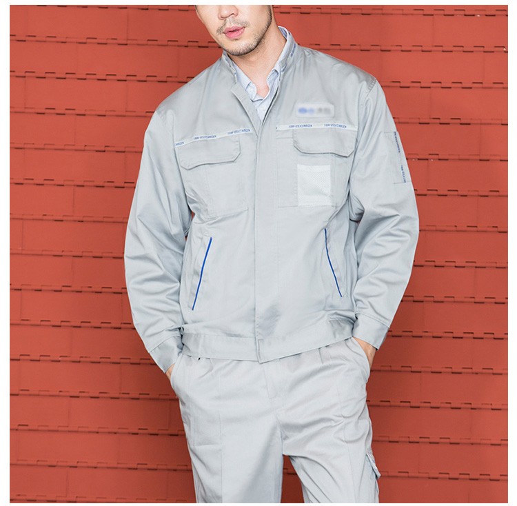 Solid Grey Color Long Sleeve Repairman Working Uniform Coat And Pants with Pocket