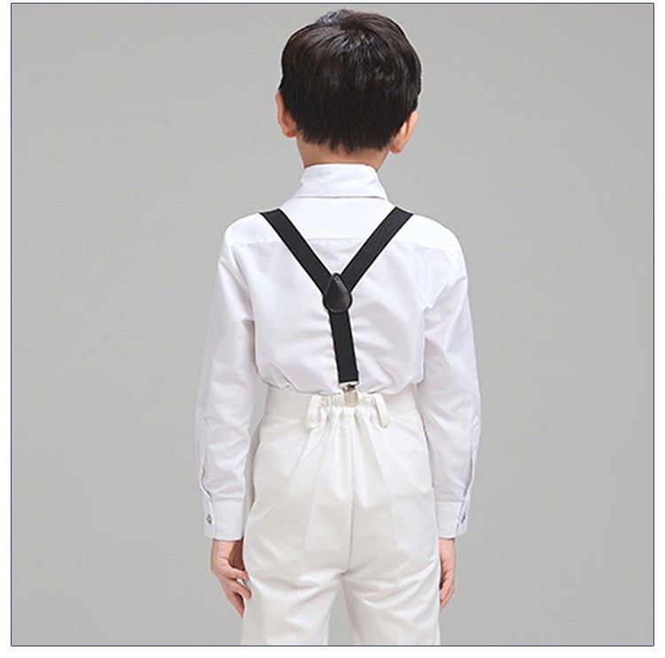 Custom Design Little Boys Long Sleeve White Shirt Suit with Bow Tie 