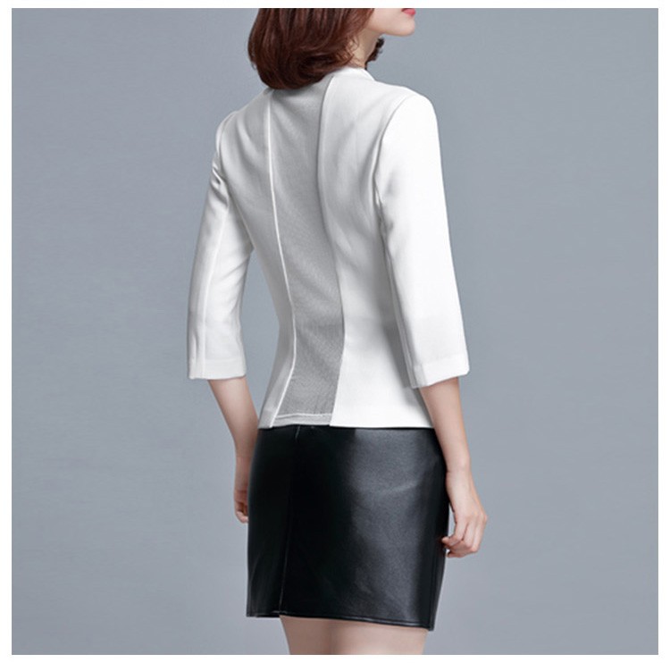 Custom Design Lady Office Single Button Half Sleeve V-neck Slim Blazer with Pocket
