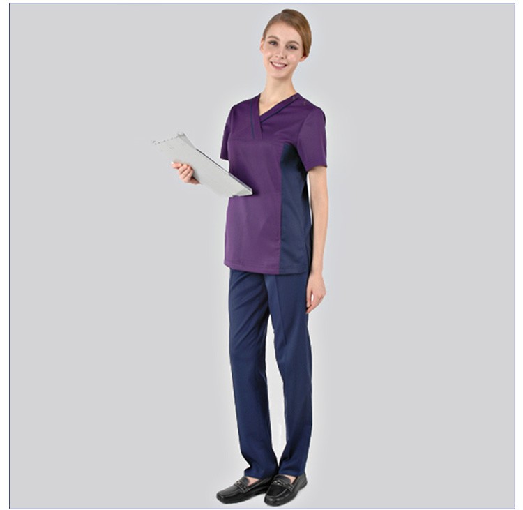 Washable Purple Scrubs Set Uniforms Nursing Top And Pants Breathable Medical Uniforms for Nurses