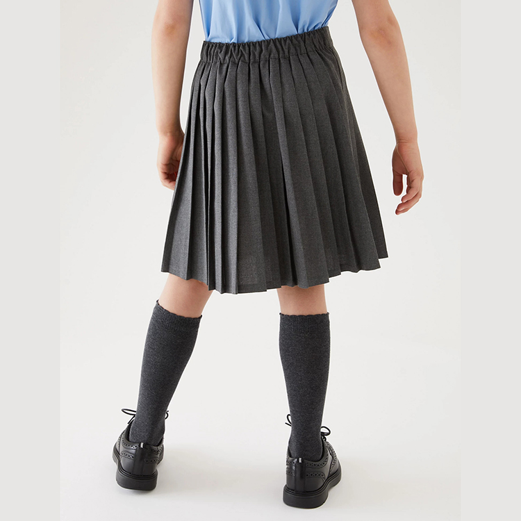 Fashionable Girl Uniforms Dim Grey Elastic Waist Pleated Skirts Pinafore School Uniforms