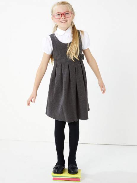 Children 2 Pieces Girls Primary Sleeveless School Uniform Pleated Dresses