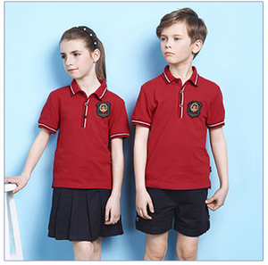 Custom Design 2 Pieces Summer Children Student Uniform Short Sleeve Polo Shirt And Shorts 