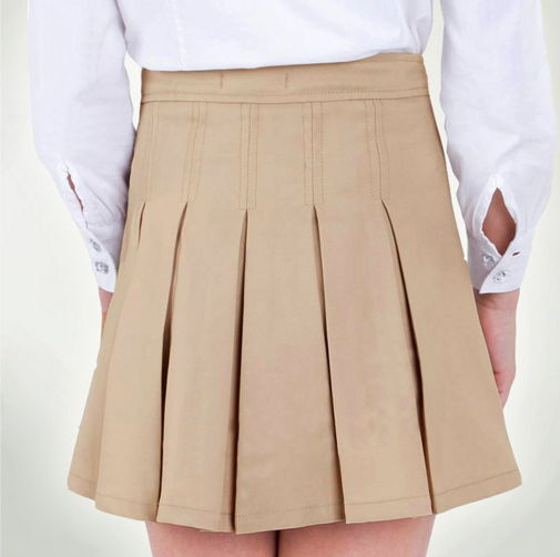 Fashion Girl School Uniform Design Khaki Color Pleated Skirt