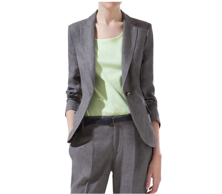 Custom Simple Design V-neck Solid Color Women Single Button Suit