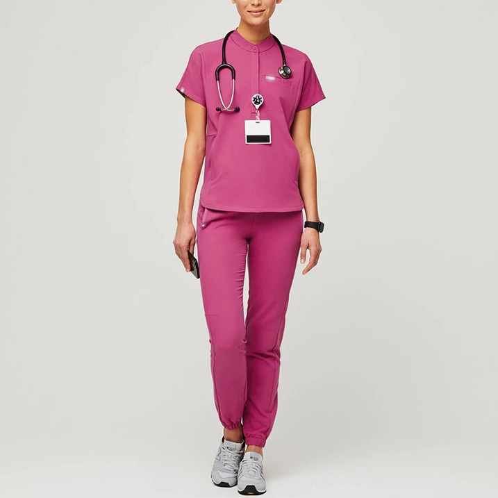 Nurse Wear Hospital Uniforms 100% Cotton Spa Nursing Zipper Medical Uniform Spring Scrub Clothes Set