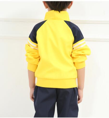 Color Combination Long Sleeve Zipper Front Stand Collar Winter Children Tracksuit Coat