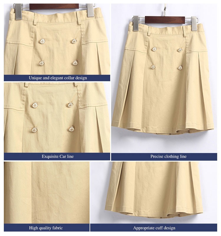 Custom Design Solid Color Light Brown Girls Skirt High School Uniforms
