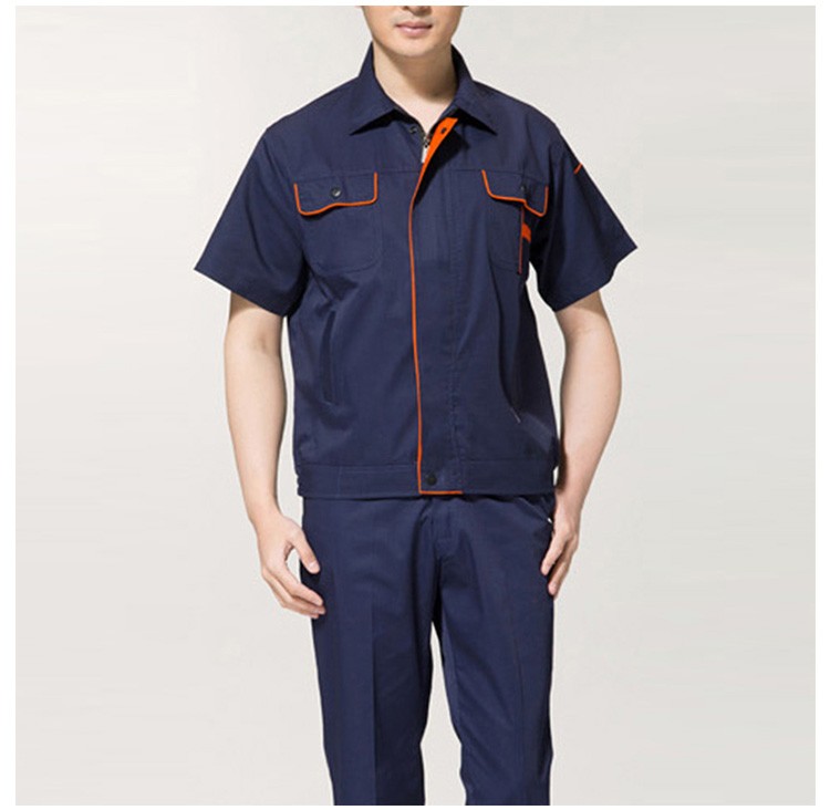 Custom Short Sleeves Worker Zipper Useful Uniform Suit with Pocket