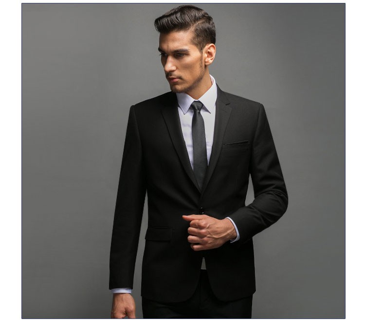 Custom Design Single Breasted V-neck Black Formal Business Suits for Men