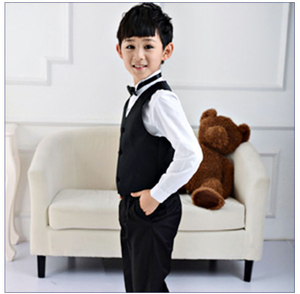Custom Design Long Sleeve Single Breasted Turn-down Collar Little Boys Pleated Front Shirt