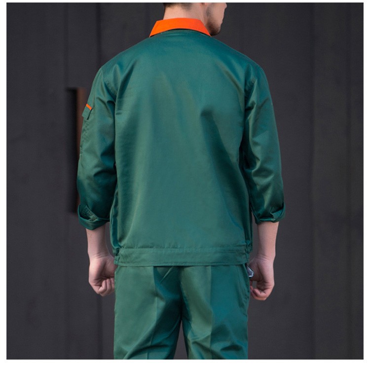 Wholesale Dark Green Unisex Zipper Long Sleeve Work Uniform with Pocket 