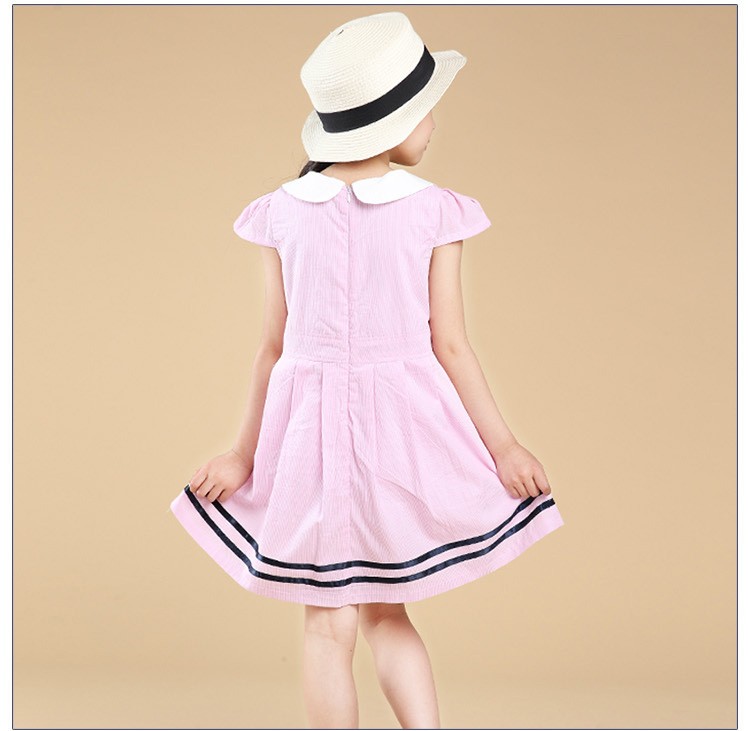 Japanese Kindergarten Unique Collar Girls Student Short Sleeve Zipper Back Uniform Dress