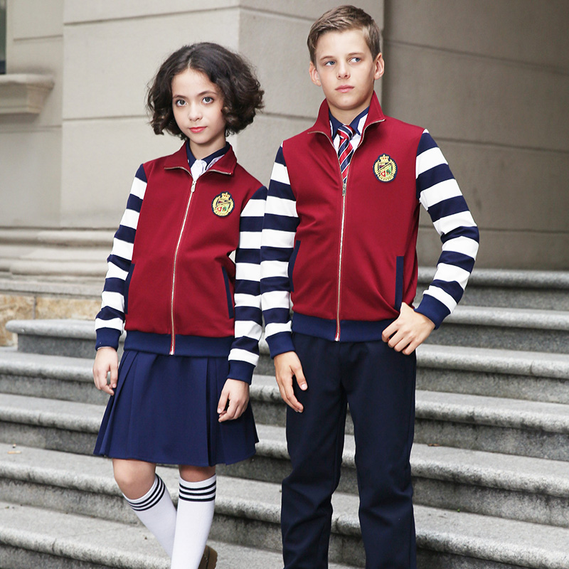 Fashion Style Children School Clothing Stripe Pattern School Uniform Boy's Blazer Jacket School Uniforms