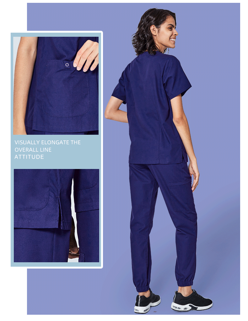 Fashionable V-neck Hospital Nurse Uniform Unisex Short Sleeve Nursing Scrub Sets Uniform