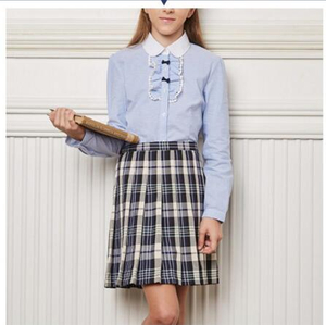 Fashion Long Sleeve Plaid Fashion Girls School Uniform Shirts Design