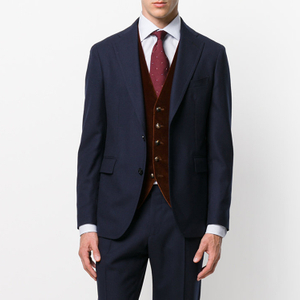 Custom Design Office Men Formal Black Single Breasted V-neck Suit