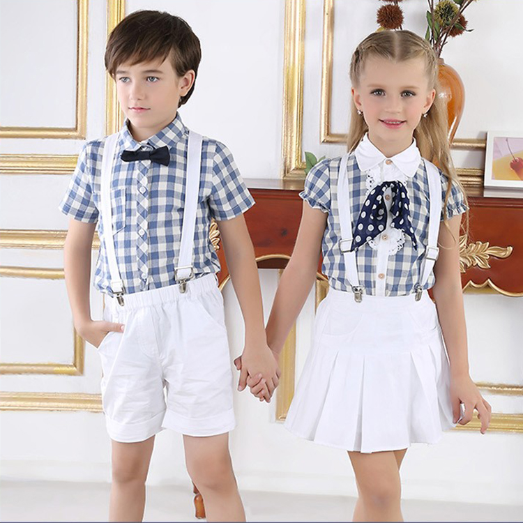 Summer Kindergarten Boys And Girls Short Sleeve School Uniform Set Designs