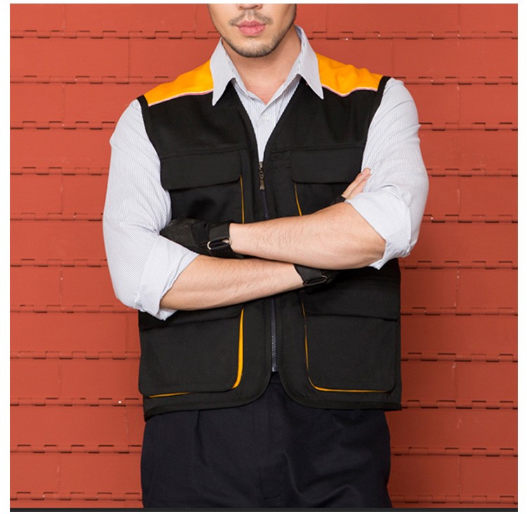 Factory Autumn Sleeveless Color Combination Worker Zipper Uniform Vest