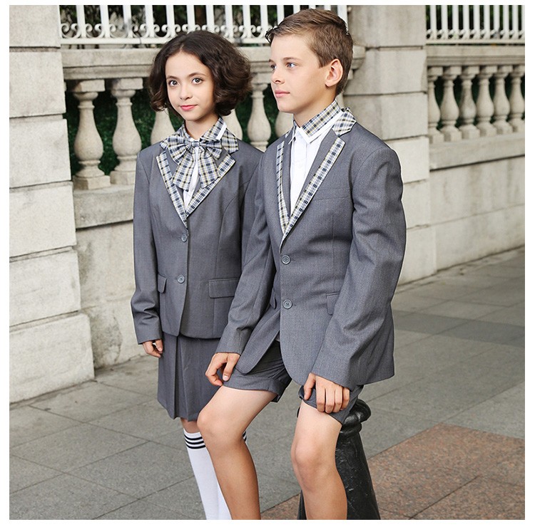 Japanese Children School Clothing Gray Coat School Uniform Boy's Blazer Jacket School Uniforms