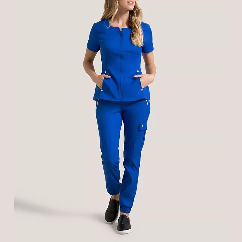 Hospital Working Outfit Suit Hospital Uniforms Zipper Unisex Scrub Clothes Set