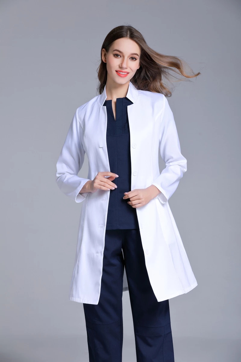 Women's Stand Collar Anti-wrinkle Long Sleeve Lab Uniform Hospital Surgical Doctor And Medical Nurse Working Uniforms