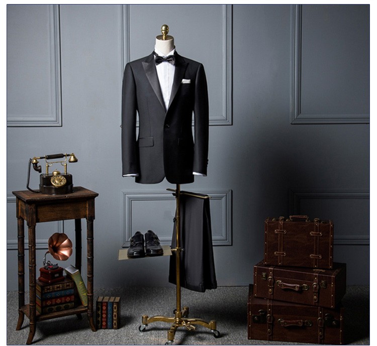 Custom Design Wedding Party V-neck Black Blazer Suit Set for Men