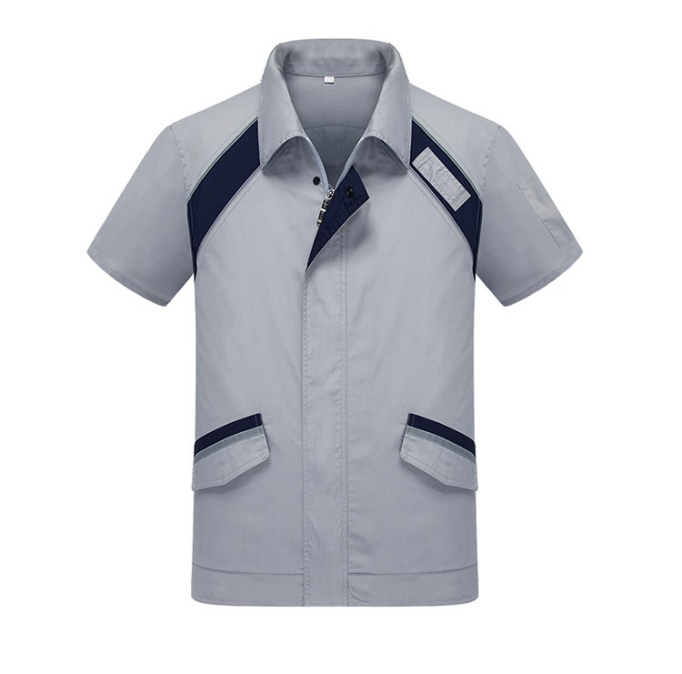 Summer Working Clothes Factory Zipper Short Sleeve Unisex Worker Uniform Shirt And Pants