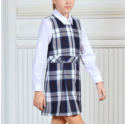 Fashion Girls School Uniform Manufacturer Jumper Skirt Shirt Dresses School Dress for Girls