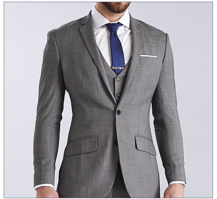Custom Design Formal Occasion Party Single Breasted V-neck Dark Grey Suits for Men