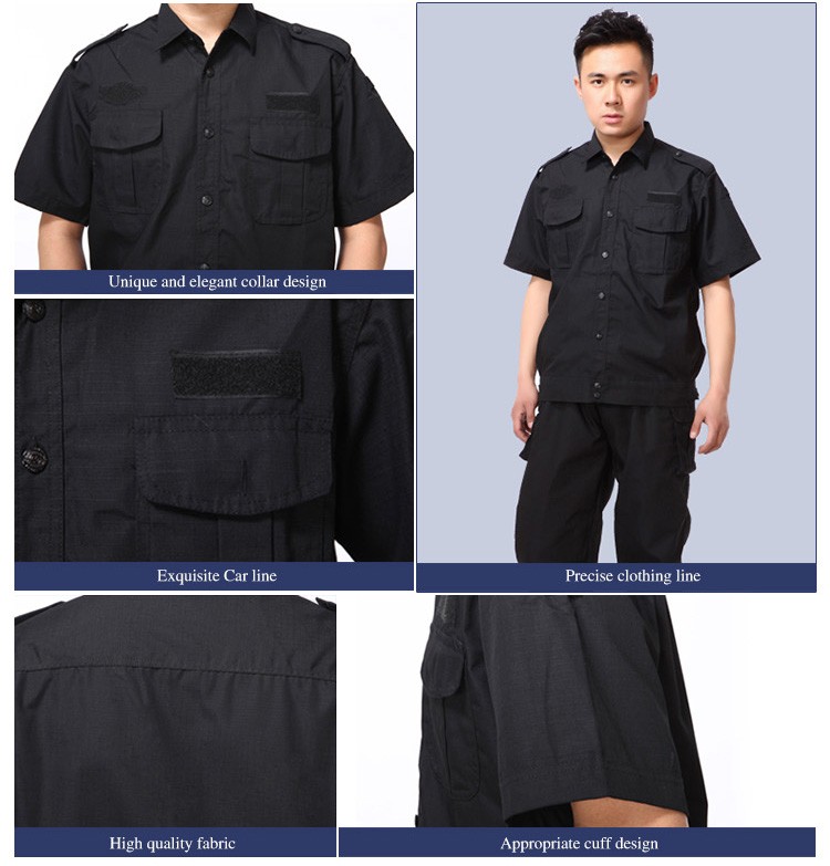 Custom Design Summer Worker Uniform Single Breasted Short Sleeve Belt Shirt And Pants 