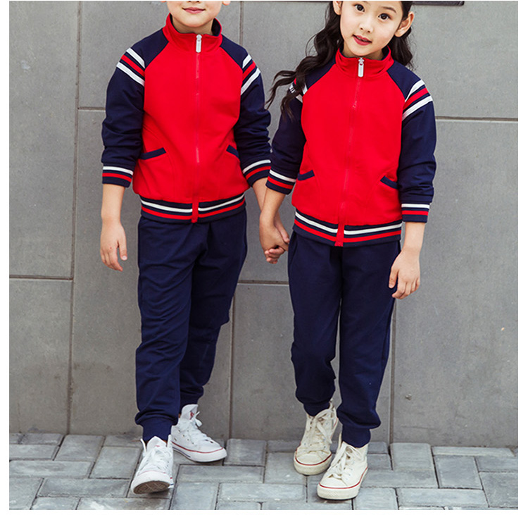 Custom Design Comfortable Color Combination Zipper Front Stand Collar Student Tracksuit Coat And Pants